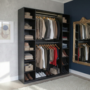 Ver imagem 3 de Estante Armário Colmeia 02 Cabideiros + 14 Nichos Expositor Organizador Guarda Roupas Preto