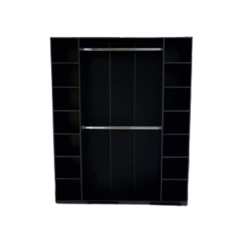 Estante Armário Colmeia 02 Cabideiros + 14 Nichos Expositor Organizador Preto