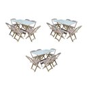 Ver imagem 1 de Kit 3 Conjuntos De Mesa Dobravel Com 6 Cadeiras De Madeira 120X70 Para Restaurante E Bar- Sem Pintur