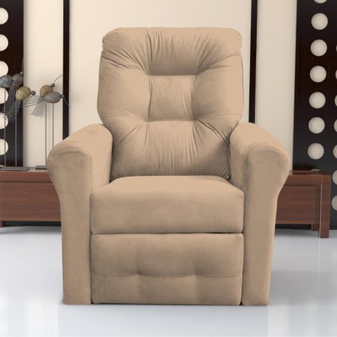 Poltrona para Descanso Reclinável Lima Suede Bege