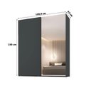 Ver imagem 3 de Guarda Roupa Casal 2 Portas de Correr C/ Espelho 100% Mdf Cor:grafitto