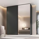 Ver imagem 1 de Guarda Roupa Casal 2 Portas de Correr C/ Espelho 100% Mdf Cor:grafitto