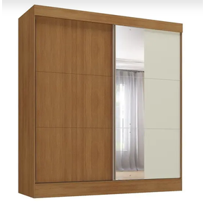 Guarda Roupa 2 Portas de Correr 3 Gavetas com Espelho Pantanal
