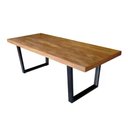 Ver imagem 2 de Mesa de Jantar Retangular Industrial 2,50m Madeira Maciça Demolição Base Ferro
