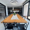 Ver imagem 1 de Mesa de Jantar Retangular Industrial 2,50m Madeira Maciça Demolição Base Ferro