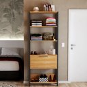 Ver imagem 1 de Closet Amanda 1 Porta 3 Prateleiras 100% Mdf Freijó/Preto Fosco - Pnr Móveis