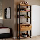 Ver imagem 3 de Closet Amanda 1 Porta 3 Prateleiras 100% Mdf Freijó/Preto Fosco - Pnr Móveis