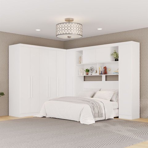 Guarda-Roupa Casal Modulado Positano 9 Portas 2 Gavetas Branco - Pnr Móveis