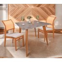 Ver imagem 1 de Mesa de Jantar Tampo com Vidro 80x80cm Off Pés Achatados ***somente Mesa sem Cadeiras***