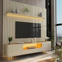 Ver imagem 1 de Painel e Rack Nobre Ripado com LED Pés de Vidro 230 Off White - Gelius
