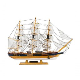 Miniatura Barco Navio Veleiro Madeira Base Branca Janelas Simon Bolivar 48x10x67cm - 3