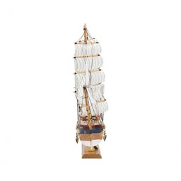 Miniatura Barco Navio Veleiro Madeira Base Branca Janelas Simon Bolivar 48x10x67cm - 4
