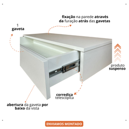 Penteadeira Camarim Suspensa 1 Gaveta 80x15x40 - 2