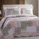 Ver imagem 2 de Colcha Patchwork Casal Dupla Face C/ Porta Travesseiro Lucca 5 Rozac