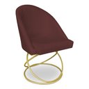 Ver imagem 3 de Kit 02 Cadeiras Poltrona de Jantar Bela Suede Marsala Base Metálica Luxo Dourado - Pallazio