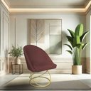 Ver imagem 2 de Kit 02 Cadeiras Poltrona de Jantar Bela Suede Marsala Base Metálica Luxo Dourado - Pallazio