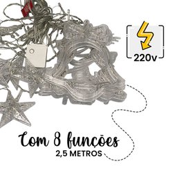 Cascata de Símbolos Natalinos com 8 Funções 120 Leds Branco Quente 220v 2,5 Metros - 7
