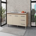 Ver imagem 1 de Balcão para Pia de Cozinha 1,20 Bianca com 2 Portas e 3 Gavetas Savana/off White - Moblis