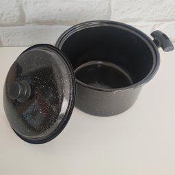 Panela Caldeirão 7 Litros Esmaltada Com Tampa Bojuda Panela Grande N24 Preto - 9