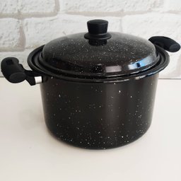 Panela Caldeirão 7 Litros Esmaltada Com Tampa Bojuda Panela Grande N24 Preto - 2