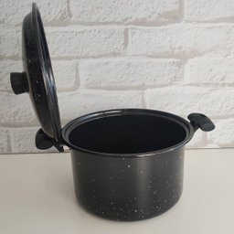 Panela Caldeirão 7 Litros Esmaltada Com Tampa Bojuda Panela Grande N24 Preto - 8