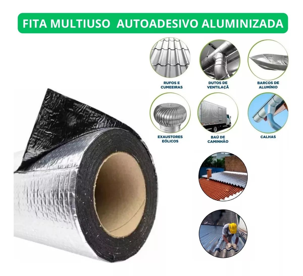 Fita Manta Asfaltica Impermeabilizante para Vazamento e Furo Telhado Laje Rufo 5cm X 5m Auto Adesiva - 4