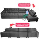 Ver imagem 4 de Sofá de Canto 4.80x2.36m Retrátil e Reclinável com Molas Cama inBox Platinum Direito Suede Cinza