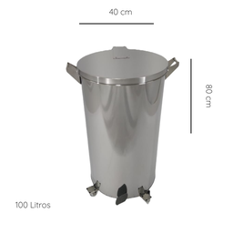 Lixeira Pedal, Rodízio e Alça 100l de Aço Inox - 5