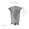 Lixeira Pedal, Rodízio e Alça 100l de Aço Inox - 5
