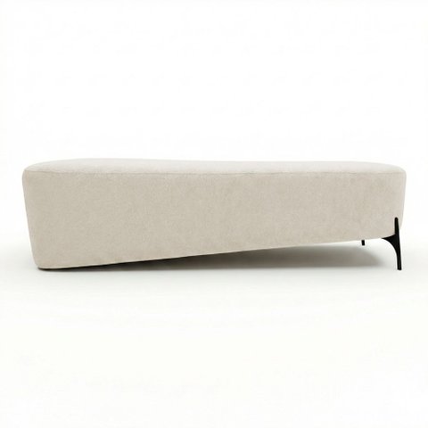 Puff Recamier Decorativo Orgânico Lavie 140cm Premium Bouclê Bege - Abmaza