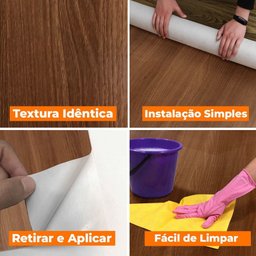 Adesivo Vinilico Lavavel para Piso Texturizado Madeira Cedro Escura - 7