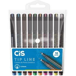 Caneta Esferográfica Tip Line 0.4mm Estojo C/ 10 Cores Cis - 2