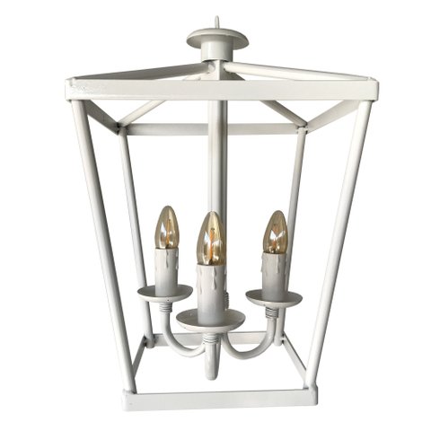 Luminaria De Ferro Estilo Lampião Decorativo para Área Gourmet Libertas Rosas Artesanato Branco