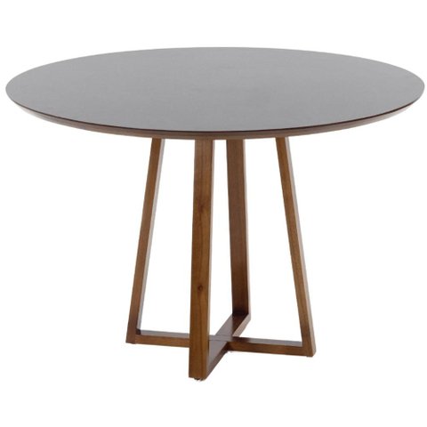 Mesa de Jantar Redonda Lara Premium 120cm em Madeira Maciça e MDF - Preto