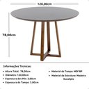 Ver imagem 6 de Mesa de Jantar Redonda Lara Premium 120cm em Madeira Maciça e MDF - Preto