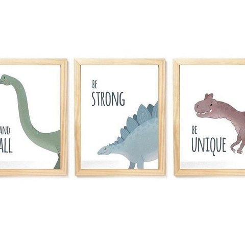 Kit Quadro Infantil A3 Dinossauro Decorativo Enxoval Quarto Criança