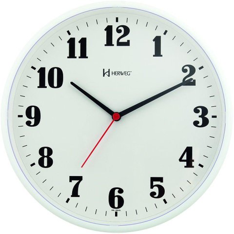 Relógio de Parede Preto 26cm com Tic-tac Herweg 6126 Branco