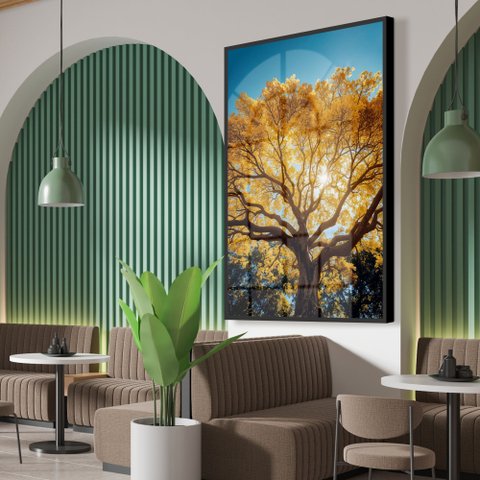 Quadro Decorativo Árvore Ipê Amarelo Vertical Sala Quarto Casa Escritório
