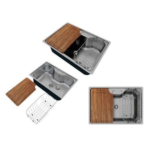 Cuba de Embutir Basic 62x43cm Inox Acetinado com Válvula 4.1/2 e Acessórios