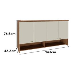 Guarda Roupa Aereo Modulado 4 Portas Setiba Plus Carvalho/off White - 5