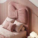 Ver imagem 6 de Cabeceira Estofada Cama Box Solteirão Infantil Juvenil Laço 100cm Orgânica Bouclê Rosê - Desk Design