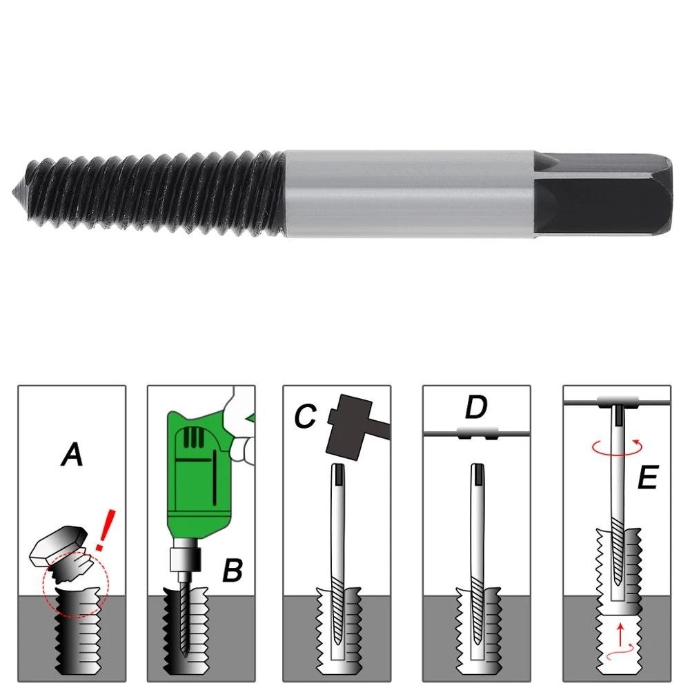 Extrator de Parafuso Quebrado Espanado 3 a 18mm Kit 5 Peças - 3