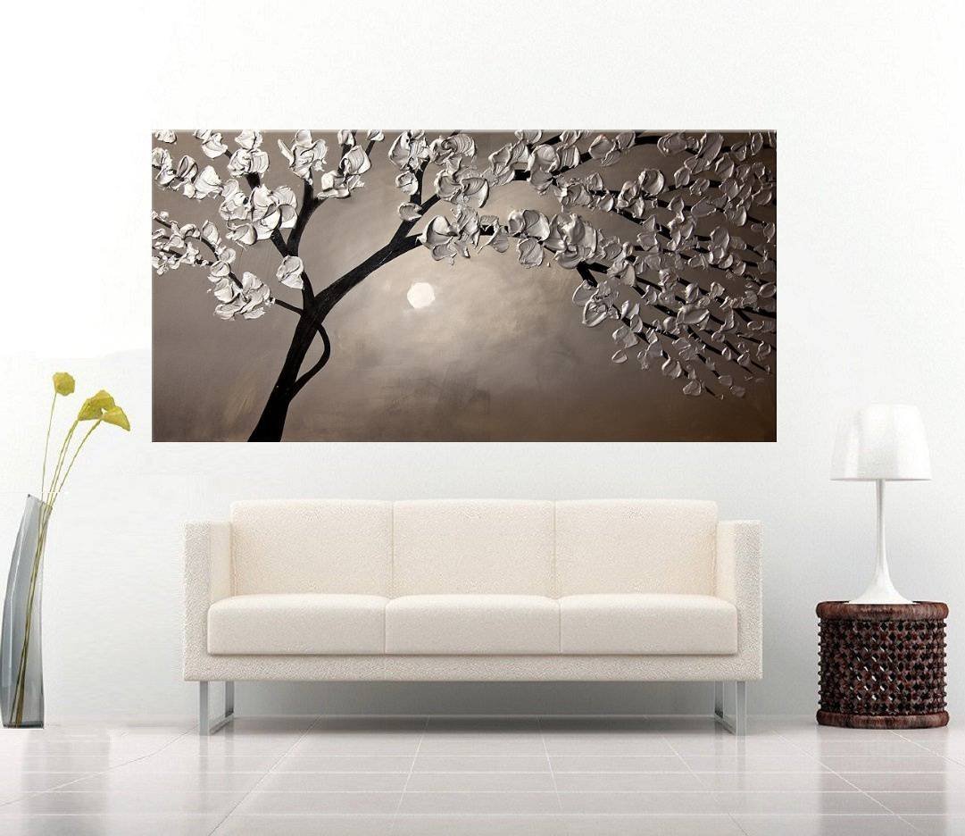 Quadro Pintura Tela Arvores e Flores Modernas Em Altos Relevos 2024: 60cm (A) x 110cm (L) - 3