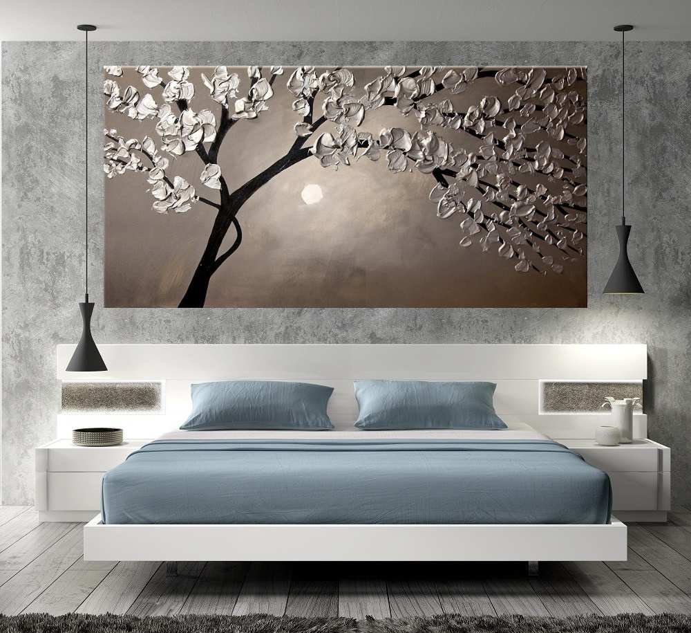 Quadro Pintura Tela Arvores e Flores Modernas Em Altos Relevos 2024: 60cm (A) x 110cm (L) - 5