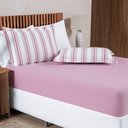 Ver imagem 4 de Jogo Cama Lençol Daily Casal Padrão Malha 100% Algodão Listrado 3 Peças - Rosê