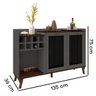 Balcão Aparador Buffet Adega para Sala de Jantar Dunamis Mdf:marrom Palisandro / Cinza Régio - 3