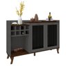 Balcão Aparador Buffet Adega para Sala de Jantar Dunamis Mdf:marrom Palisandro / Cinza Régio - 1