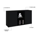 Ver imagem 5 de Armário Baixo com 02 Portas e Nicho 75x135x42cm Wlab135 Preto Tx