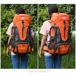 Mochila Trilha Camping Caminhada Viagem Confort 60L:Laranja - 3