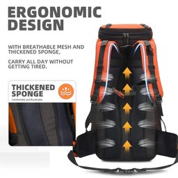 Mochila Trilha Camping Caminhada Viagem Confort 60L:Laranja - 9